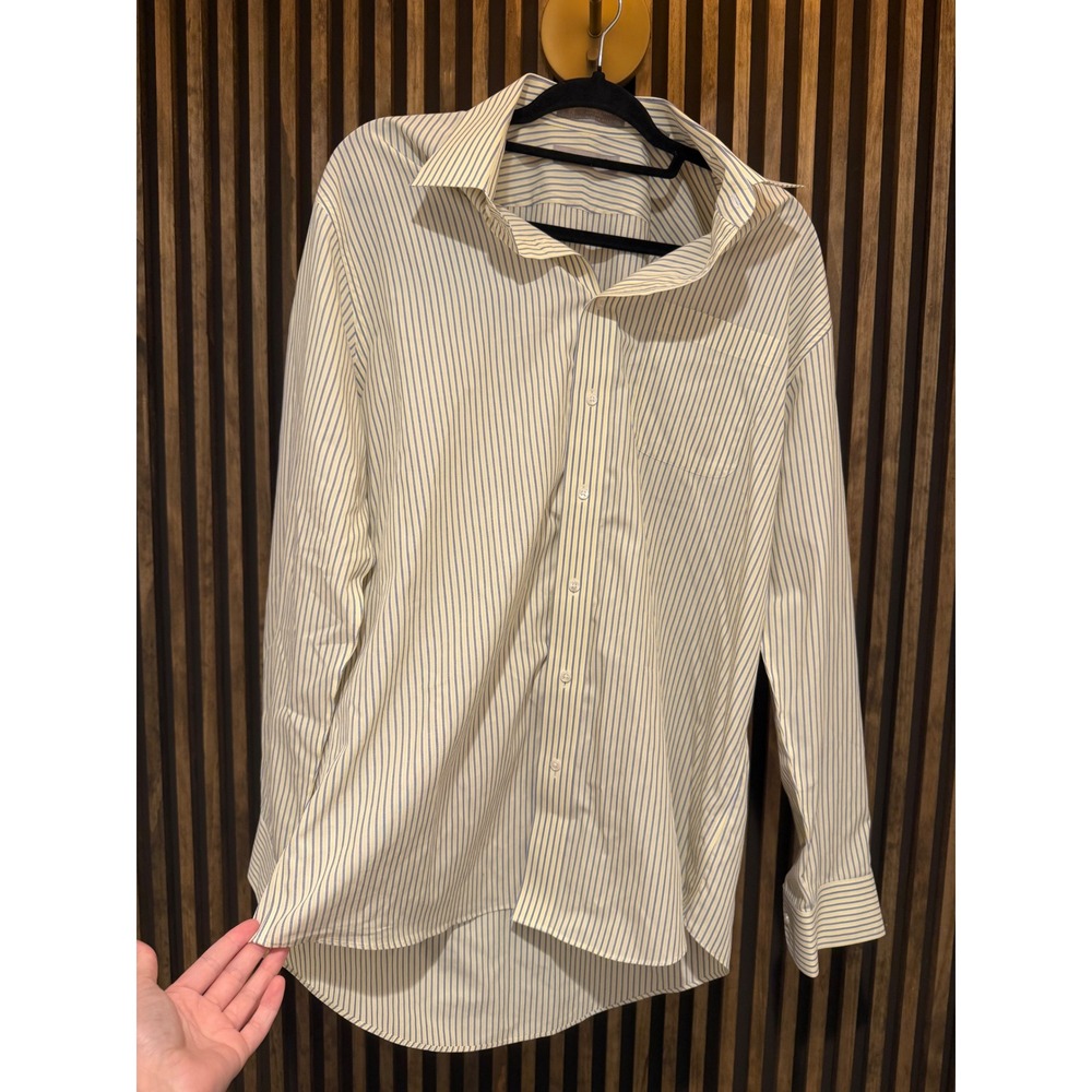 Nordstrom Mens Dress Shirt 16 1/2-35 Traditional Fit Striped Wrinkle Free